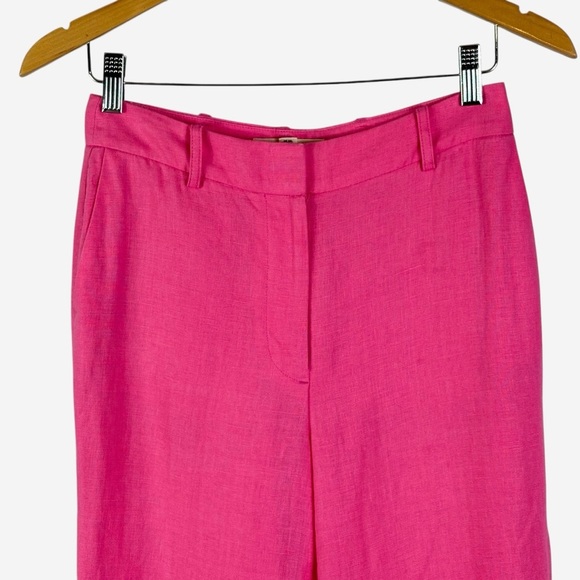 Boden Linen Ankle Pants Size 2L Straight Leg Trouser Sangria Sunset Pink 2 Tall - Picture 6 of 15